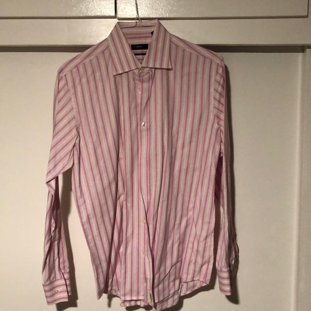 Men’s Hugo Boss Pink/White Dress Shirt